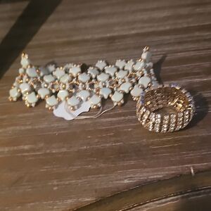 Elegant Gold and White Bracelet and Ring Set